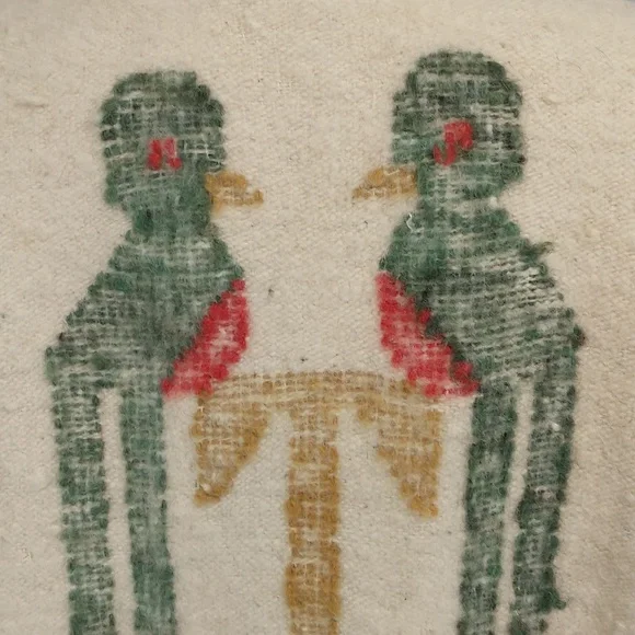 Vintage 70s Wool Jacket Love Birds Hand Crafted South American Woven w Fringe - Picture 6 of 16